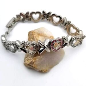 New York Diamante xo heart tennis bracelet set in sterling silver
